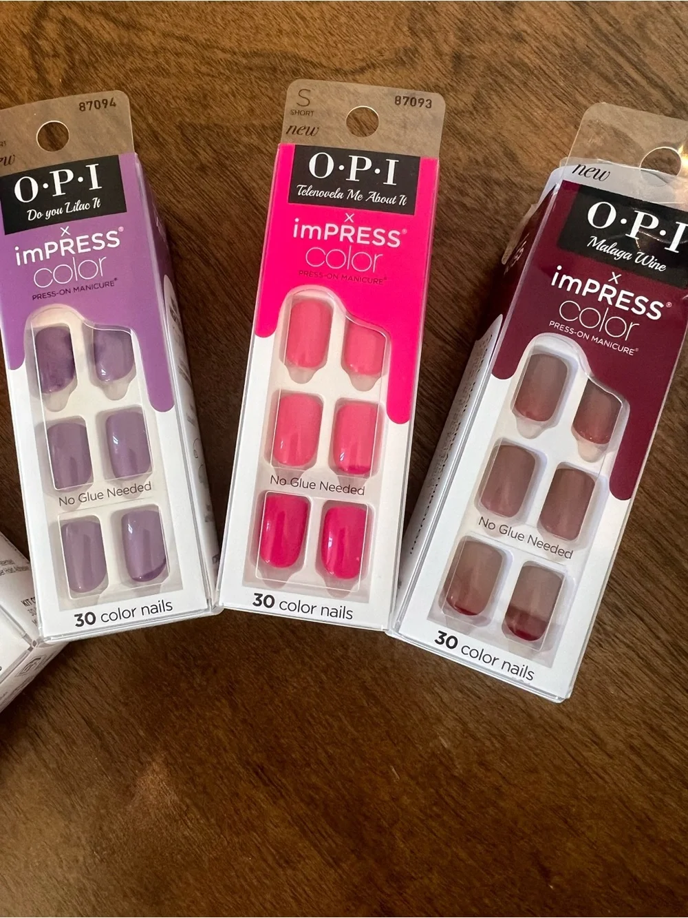 OPI x Impress Press-On Nails-Malaga Wine-Cajun Shrimp-Princesses Rule-Lilac It 6